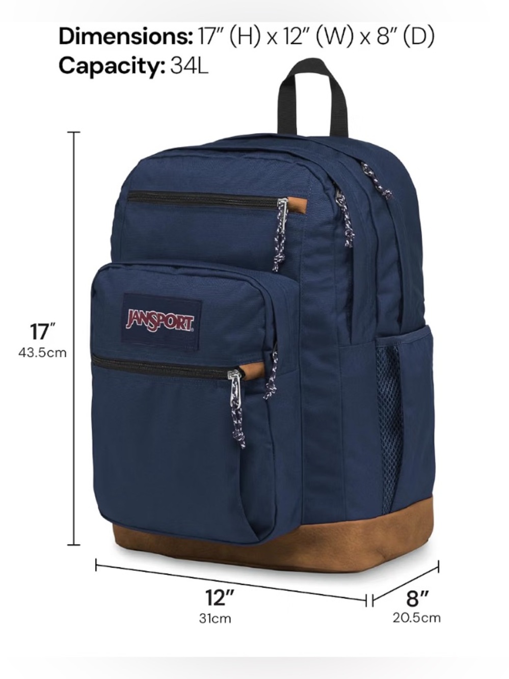 NEW JanSport COOL STUDENT BLACK 2100 Cubic Inches / 34 L Backpack - Picture 2 of 2